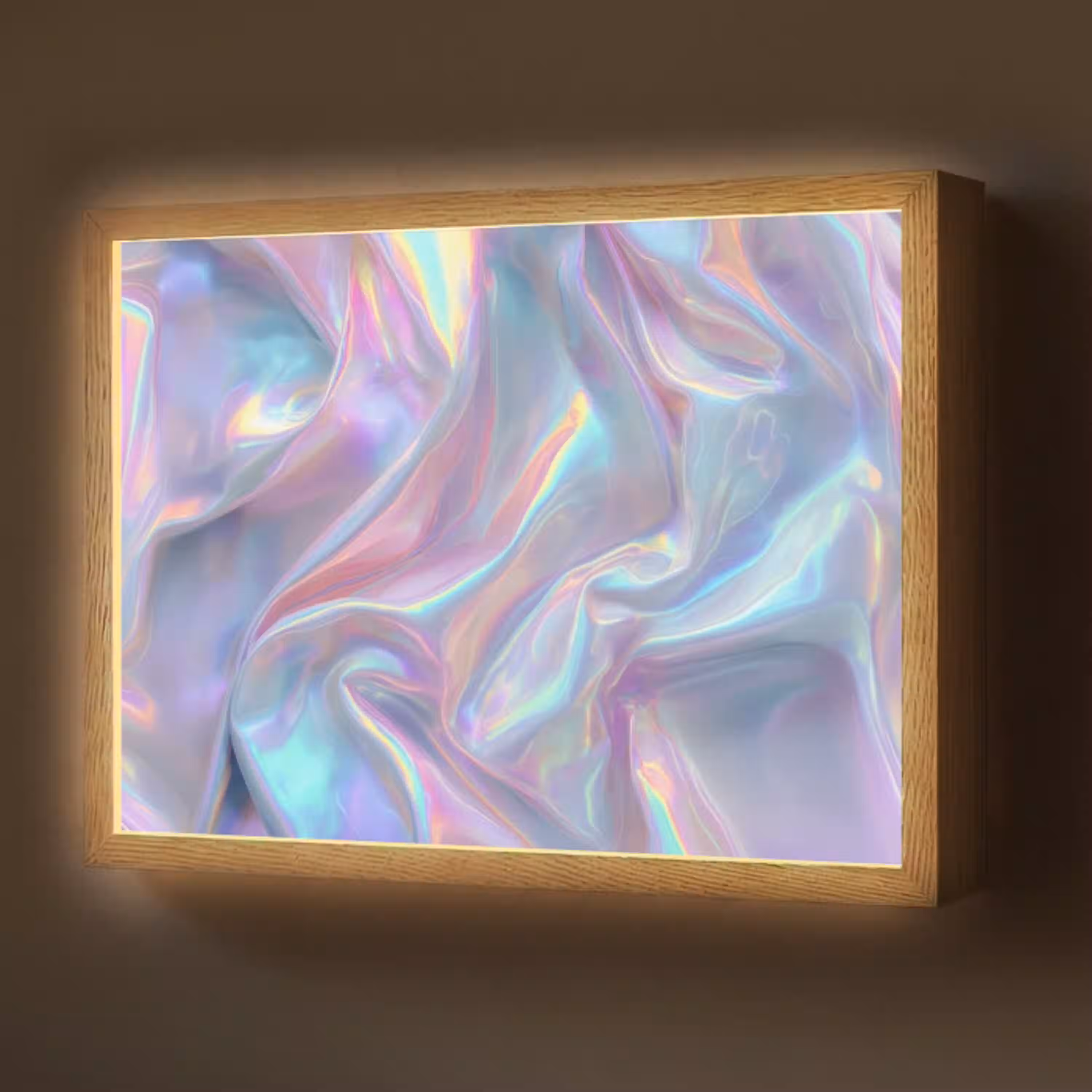 Golvend - Pasteltinten - Glanzend - Stof Light Box met batterij (Wandlamp) middel -z3d_website