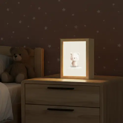 Beertje - Sneeuwvlokje - Wit - Pluizig Light Box met kabel klein -sfeer1_kind