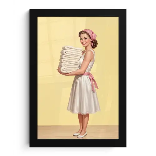 Handdoeken - Vrouw - Jurk - Roze fotolijst zwart zonder passe partout klein -3d