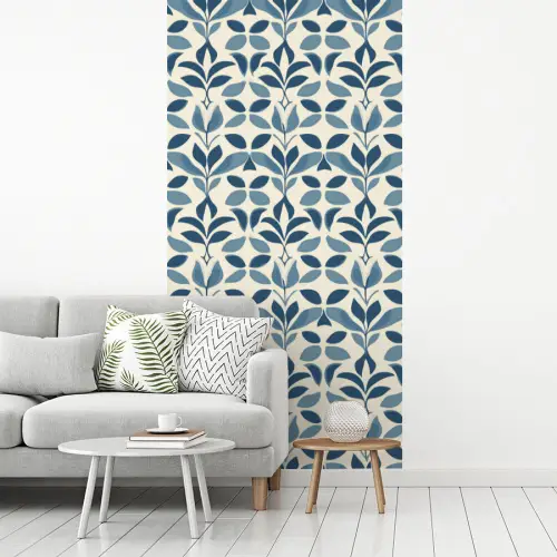 Flora - Modern - Blauw fotobehang vinyl groot 64 -woonkamer