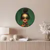 Vrouw - Groen - Modern - Bril - Abstract Fotolijst rond zonder passe partout klein -sfeer3