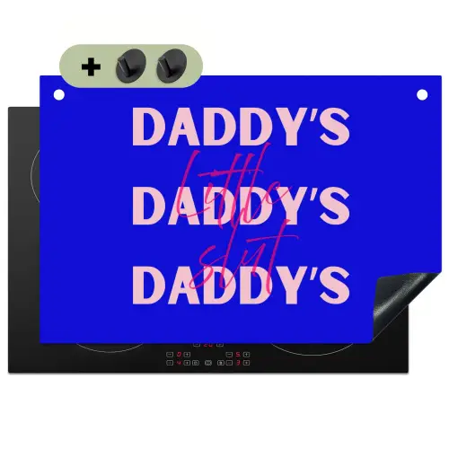 Blauw - Daddy's - Blokletters Inductie beschemer met haakjes klein -3d