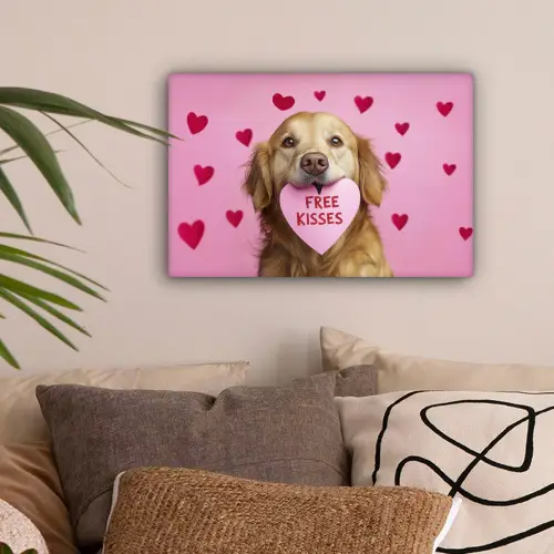 Hond - Kiss- Valentijn - Hartjes canvas 2cm klein -sfeer1