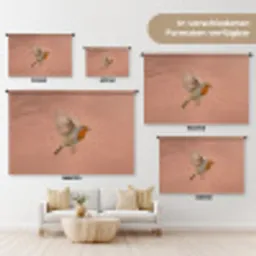 Roodborst - Natuur - Roze Wandkleed katoen klein -tsfeer8_DE