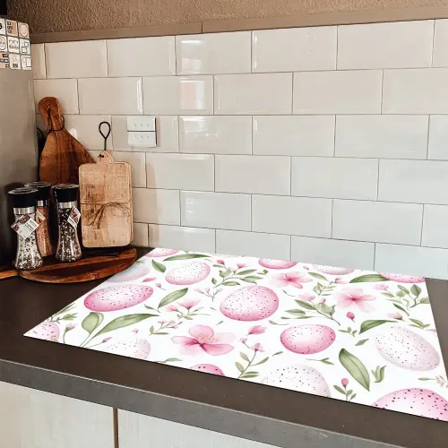 Patroon - Eieren - Roze - Pasen Inductie beschermer vinyl 3mm klein -sfeer3