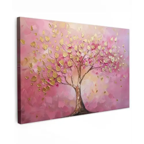 Boom - Roze - Goud - Modern canvas 2cm klein -z3d