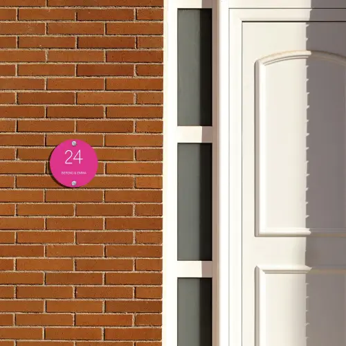 Weiße Herzchen in den Ecken - Modern Naambord Rond klein -sfeer3-rond-XS