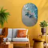 Zeesterren - Zand - Zee - Blauw Wandcirkel Ovaal Glas middel -sfeer4