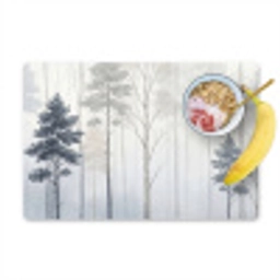 Bos - Bomen - Mist - Natuur - Illustratie - Grijs Placemat vinyl groot -zzzproduct_Kitchenyeah-website