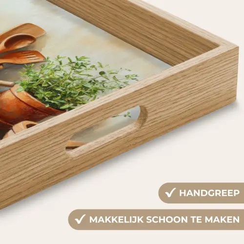 Potten - Kruiden - Hout Dienblad Rechthoek middel -USP_HandgreepNL