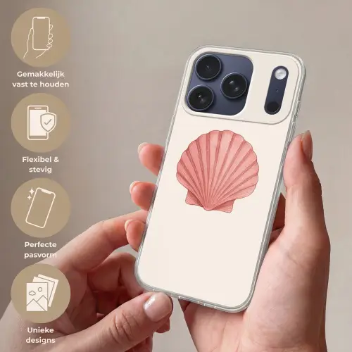 Schelp - Roze - Ribbels Telefoonhoesje iPhone 17 Pro klein -sfeer3_NL