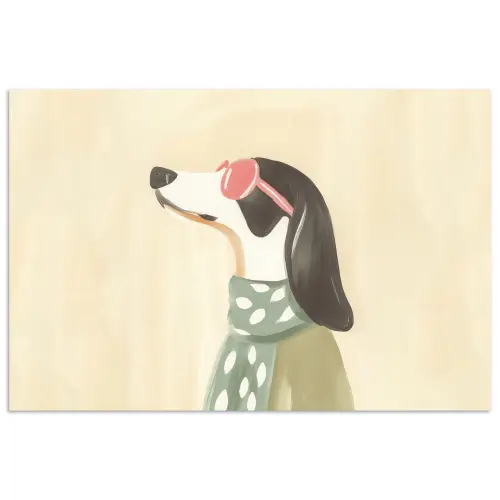 Hond - Zonnebril - Sjaal poster papier klein -3d