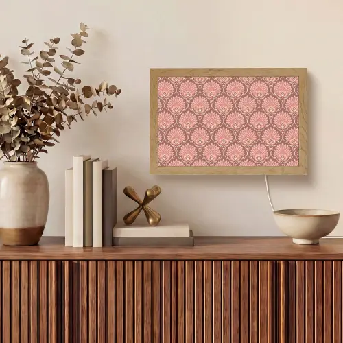 Waaiermotief - Patroon - Roze Light Box met kabel (Tafellamp) klein -sfeer2