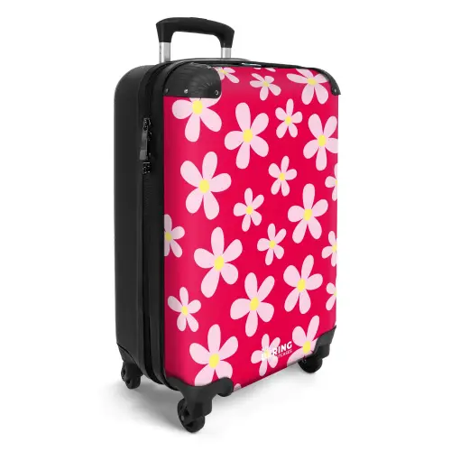 Madeliefjesmania hotpink Koffer - NBS - Handbagage middel -productfoto_3d