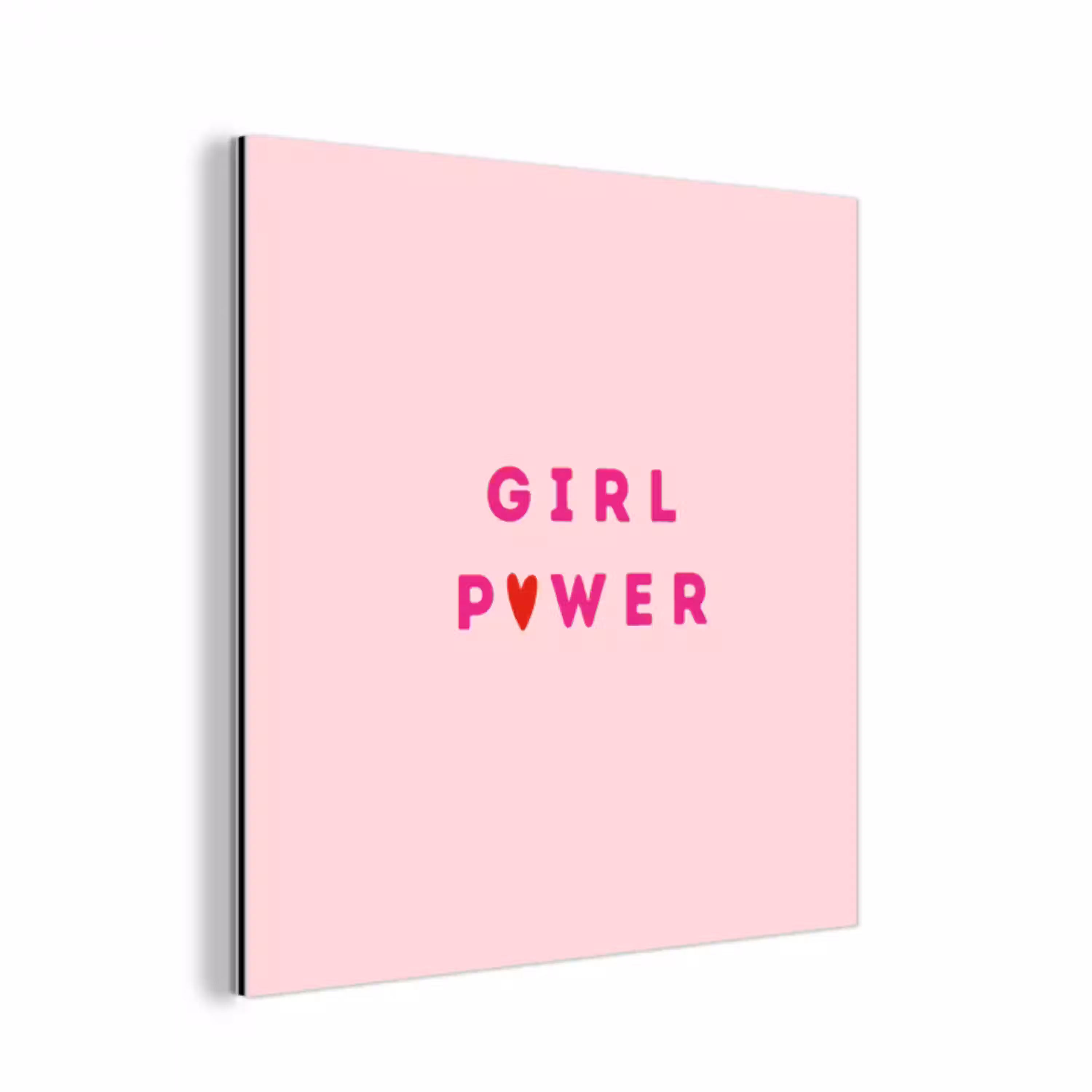 Girl power - Roze - Hartje aluminium wit klein -3d