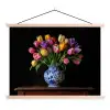 Tulpen - Kleuren - Hout - Vaas textielposter latten blank klein -3d