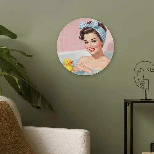 Badkamer - Eend - Blauw Akoestische PET Vilt - Rond klein -sfeer2