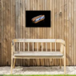 Hotdog - Porselein - Delfts blauw - Eten Tuinposter op houten frame 2 cm dik klein -sfeer4