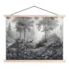 Bos - Hert - Zwart - Wit textielposter latten blank klein -3d