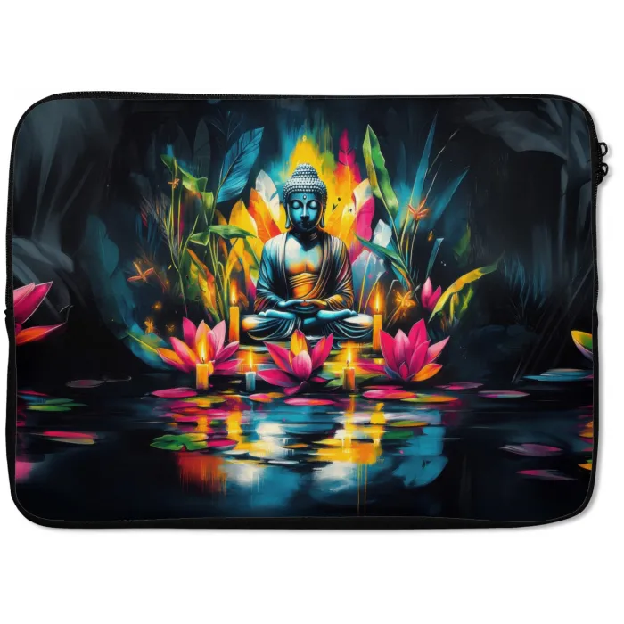 Kaarsen - Bloemen - Buddha - Water laptophoes neopreen klein -zkaufland3dotto
