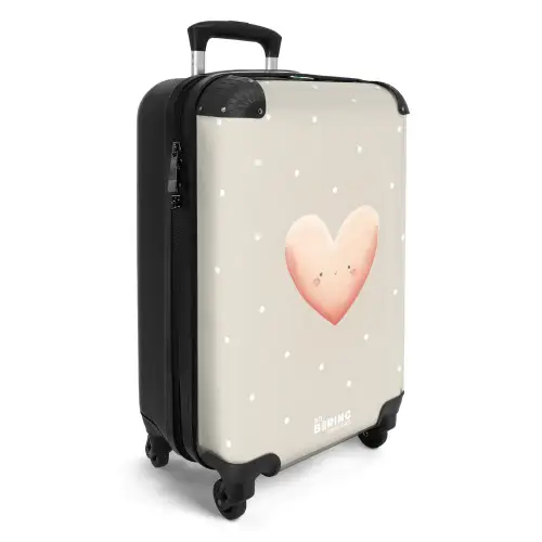 Roze hart omringd door beige stippen NBS - Handbagage koffer - Kinderen Unisex middel -productfoto_3d
