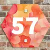 Oranje bloemenmix - Traditioneel Naambord Hexagon klein -sfeer2