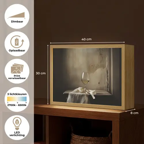 Strik - Beige - Witte - Wijn Light Box met batterij (Wandlamp) middel -USP_websiteoverzichtNL