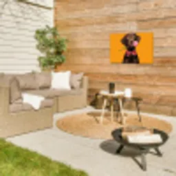 Hond - Oranje - Roos - Valentijn Tuinposter op houten frame 2 cm dik klein -sfeer2