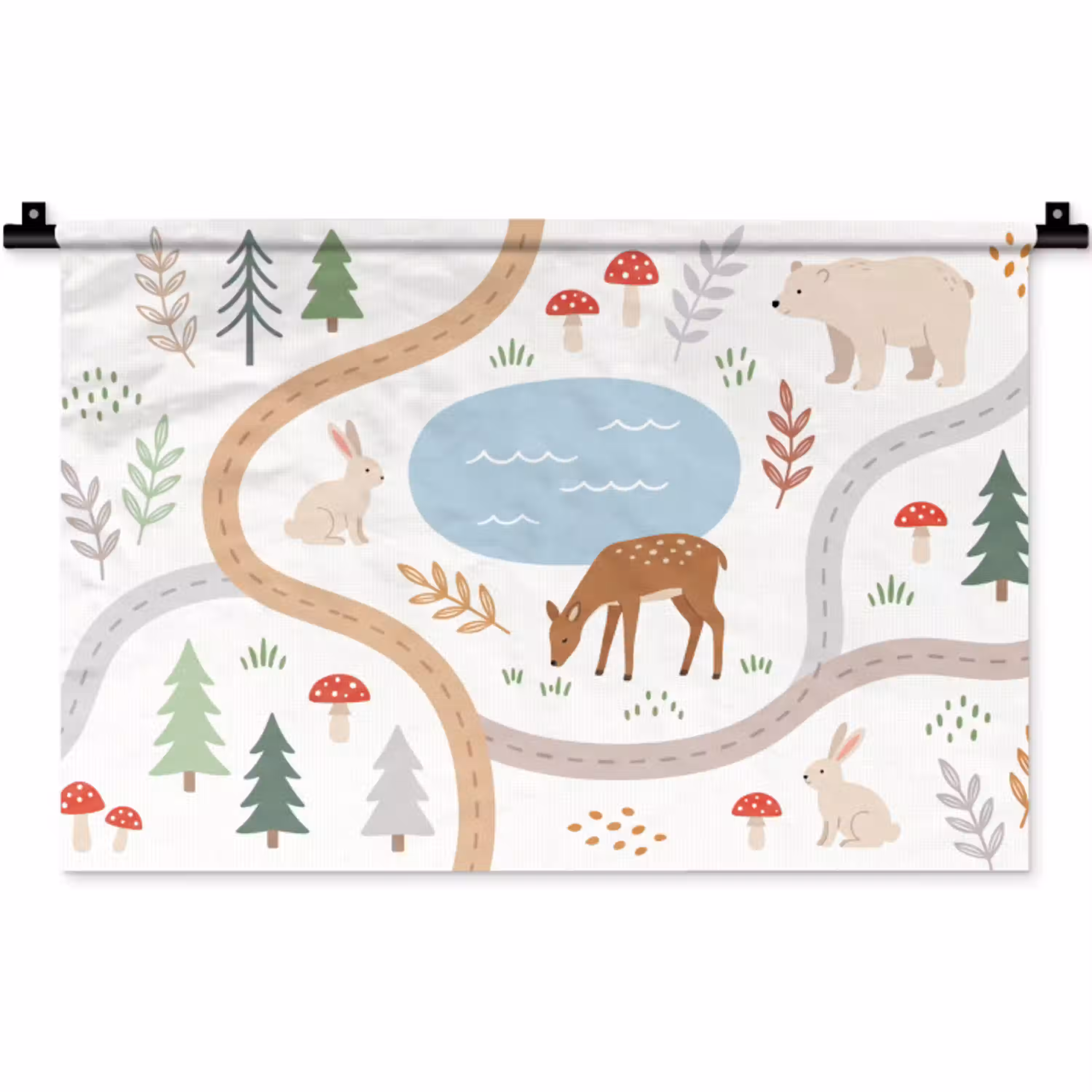 Dieren - Bos - Illustratie Wandkleed katoen klein -zz3d
