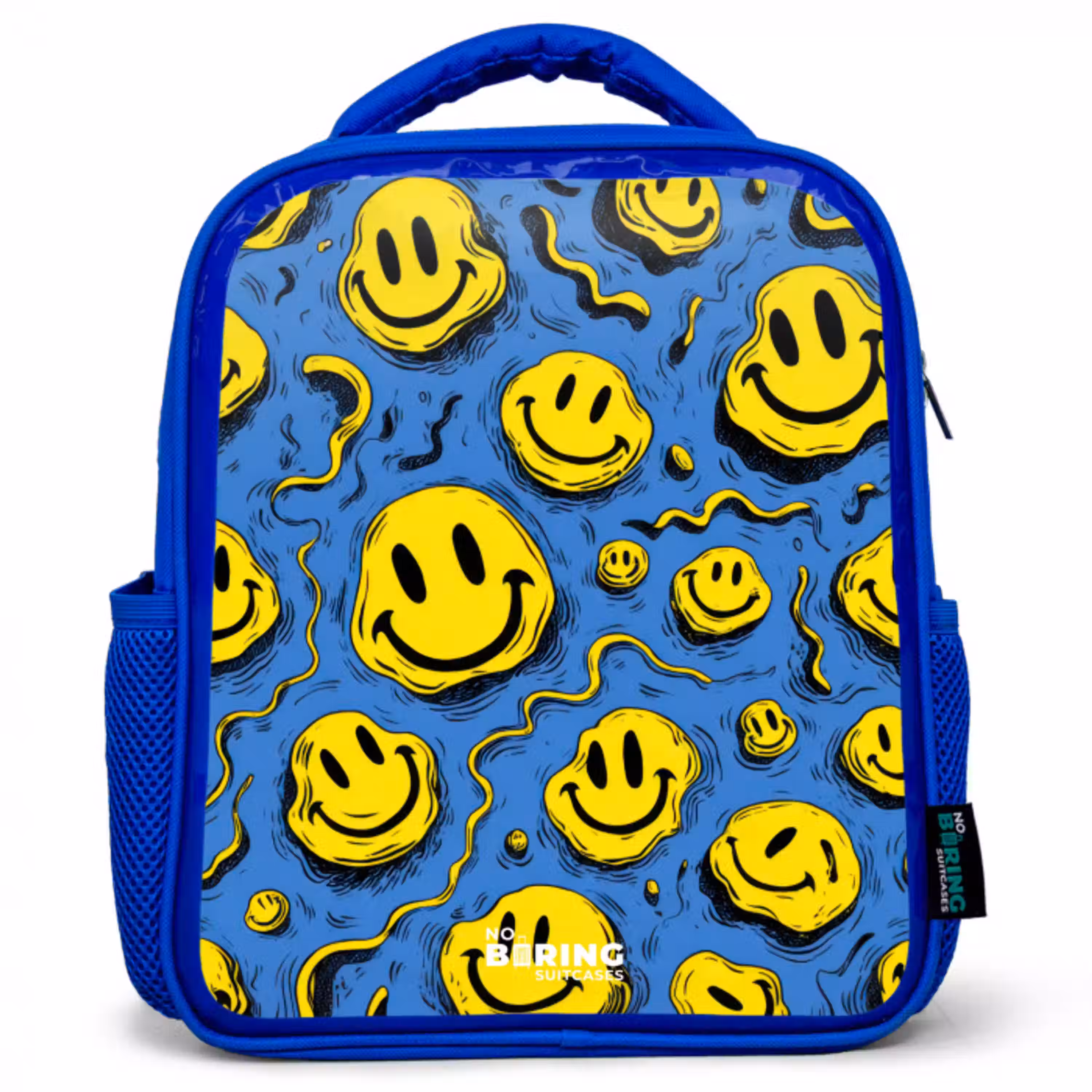 Smiley - Geel - Blauw Kinderrugzak - Blauw middel -3d