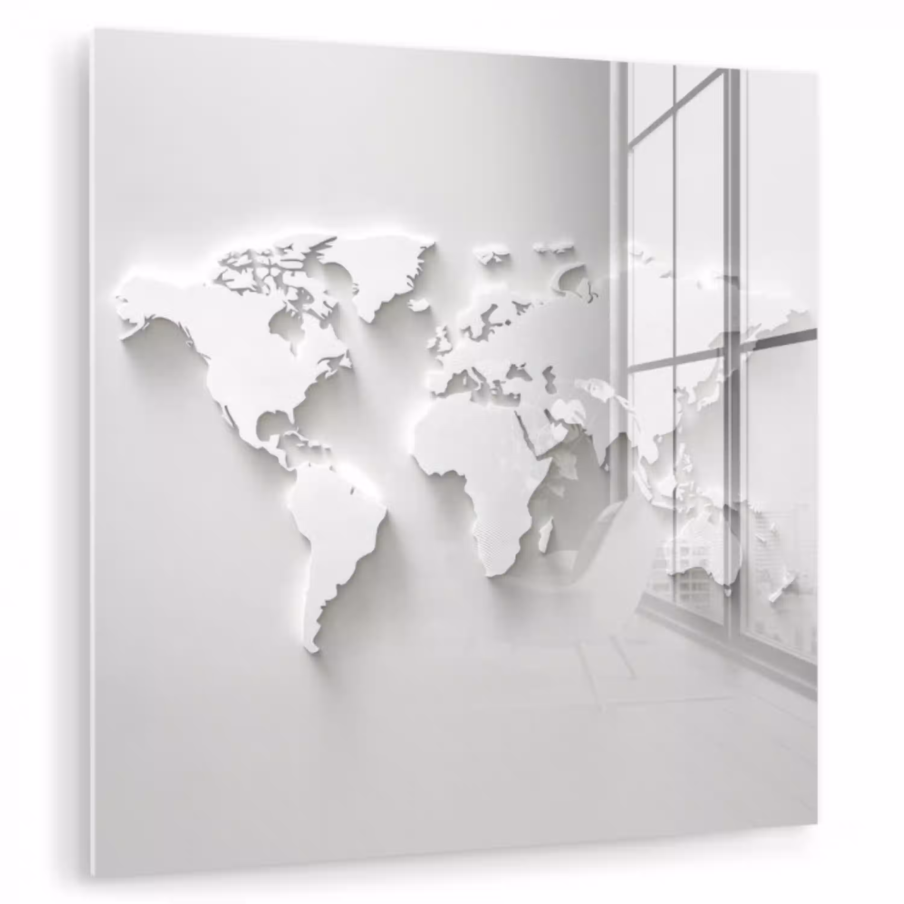 Wereldkaart - Modern - Wit plexiglas 5mm klein -zzzproduct_nieuw
