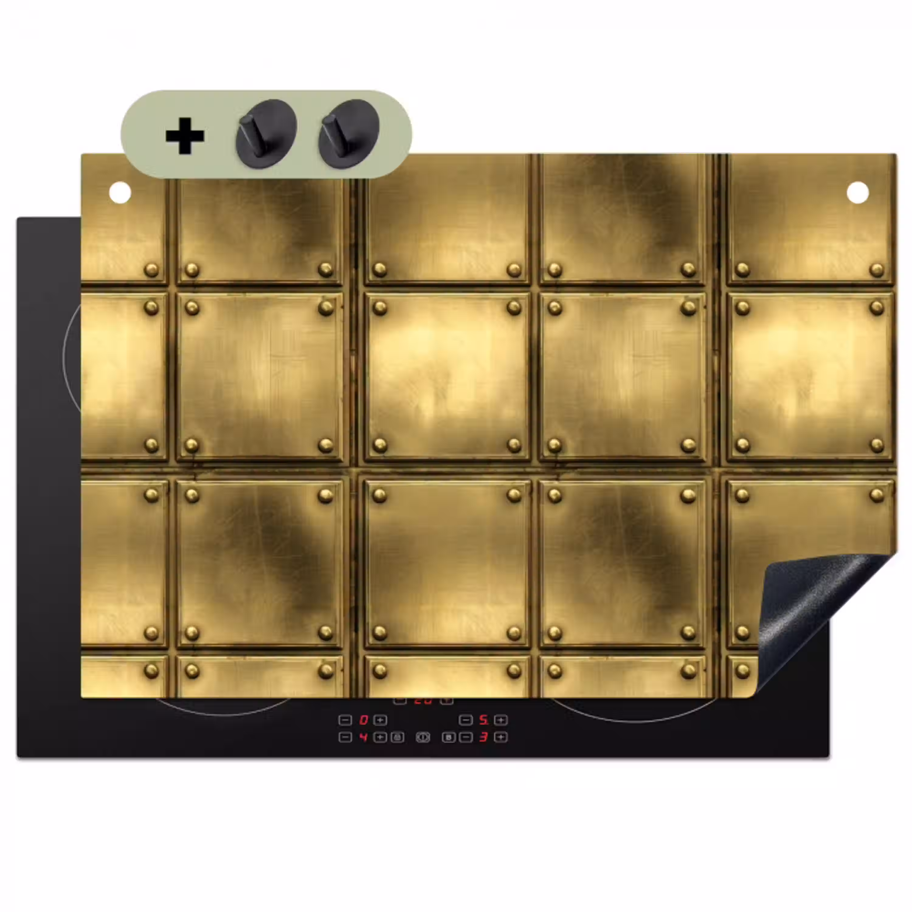 Platen - Industrieel - Stoer - Goud Inductie beschemer met haakjes klein 777 -3d