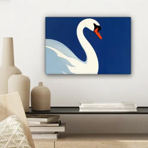 Zwaan - Wit - Snavel - Illustratie canvas 2cm klein -sfeer6