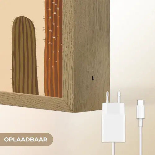 Cactus - Woestijn - Zand - Bruin Light Box met batterij (Wandlamp) middel -USP_websiteoplaadbaarNL