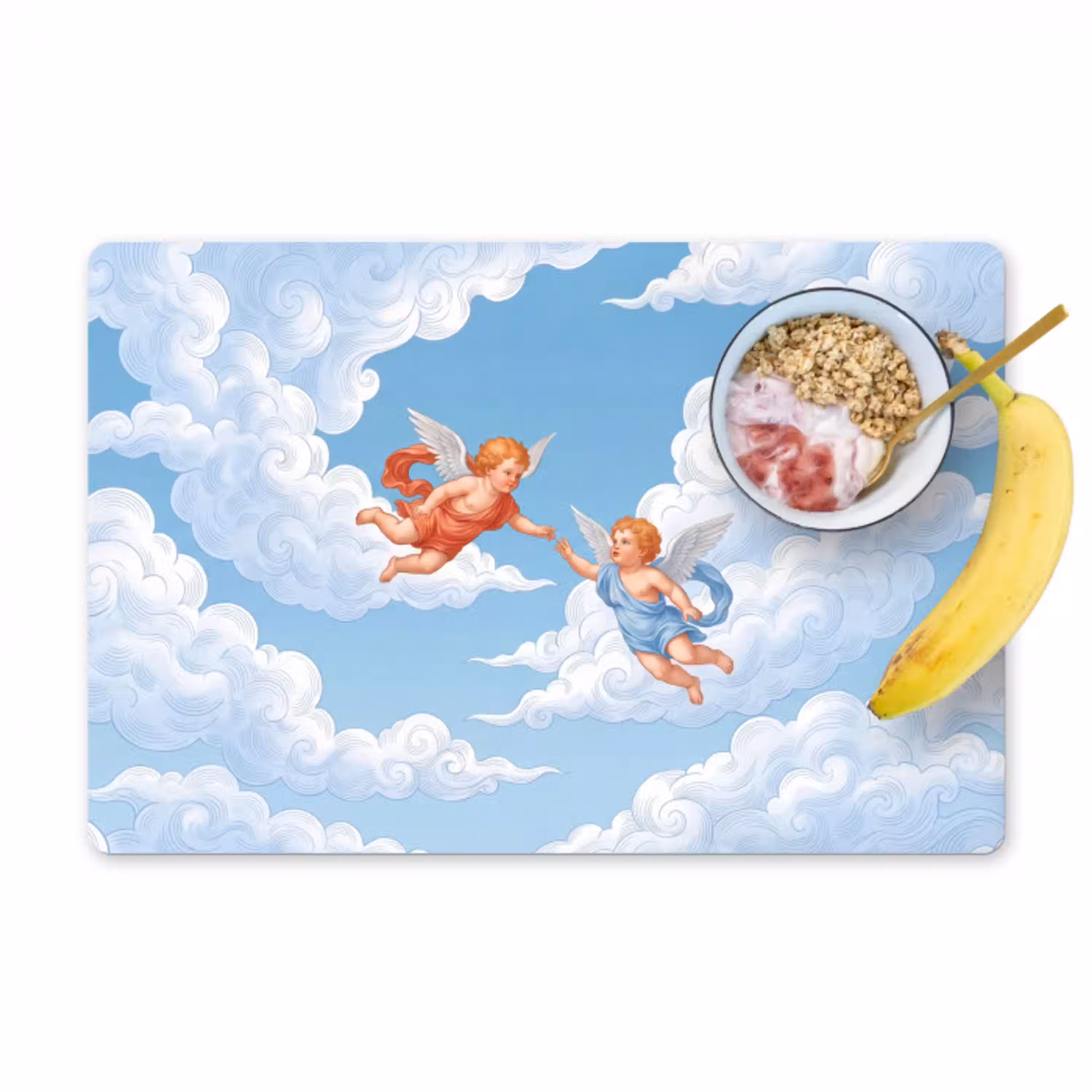 Engel - Vliegend - Klassiek - Blauw Placemat vinyl groot -zzzproduct_Kitchenyeah-website