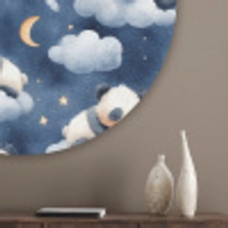 Panda's - Slapen - Blauw Akoestische PET Vilt - Rond klein 838 -sfeer5_closeup