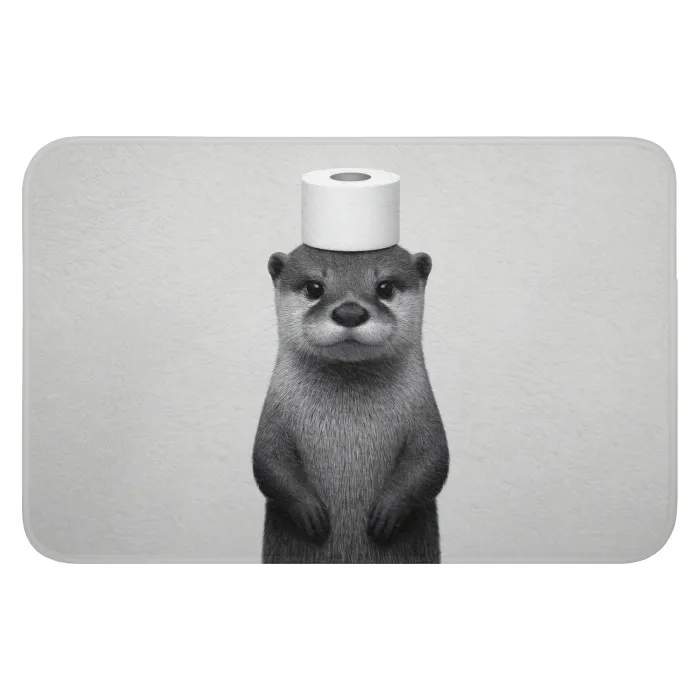 Otter - WC rol - Zwart - Wit WCmat klein -3d