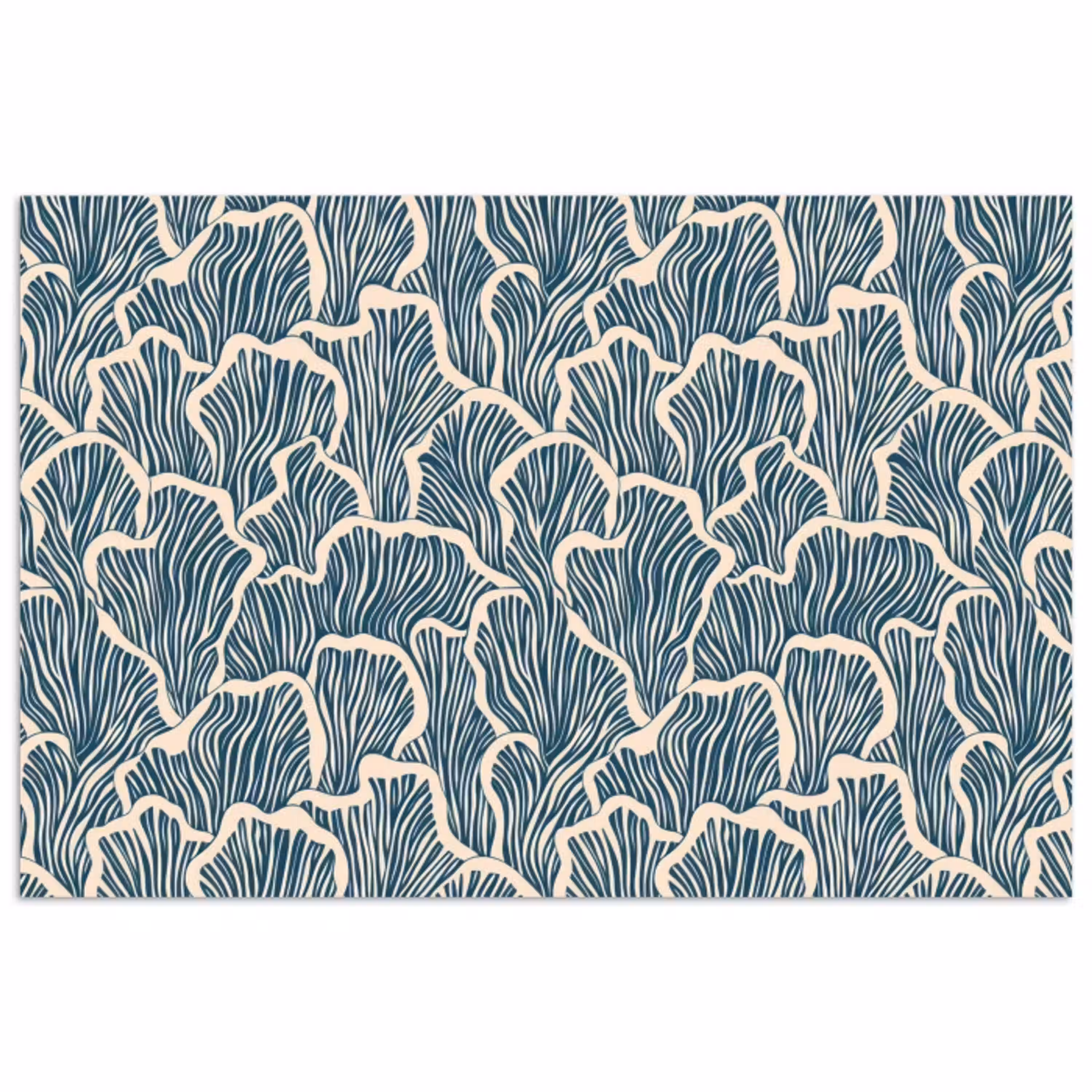 Organisch - Blauw - Crème - Schelpen poster papier klein 62 -3d