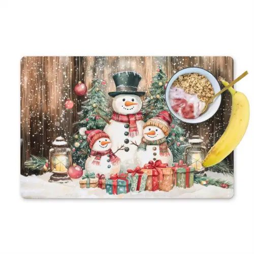 Sneeuwpop - Familie - Kleurrijk Placemat vinyl groot -zzzproduct_Kitchenyeah-website