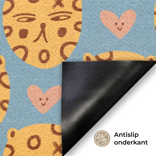 Kattenkoppen - Cirkels - Hartjes - Blauw Deurmat klein 898 -antislip_NL