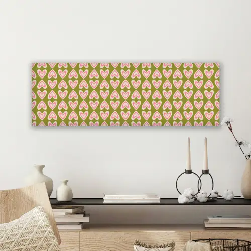 Patroon - Symmetrisch - Hartjes - Olijfgroen canvas 2cm klein 828 -sfeer6