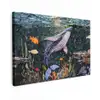 Mozaïek - Walvis - Koraal - Water Tuinposter op houten frame 2 cm dik klein -3d