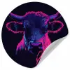 Stier - Neon - Zwart - Kleur Wandcirkel behangsticker klein -3d