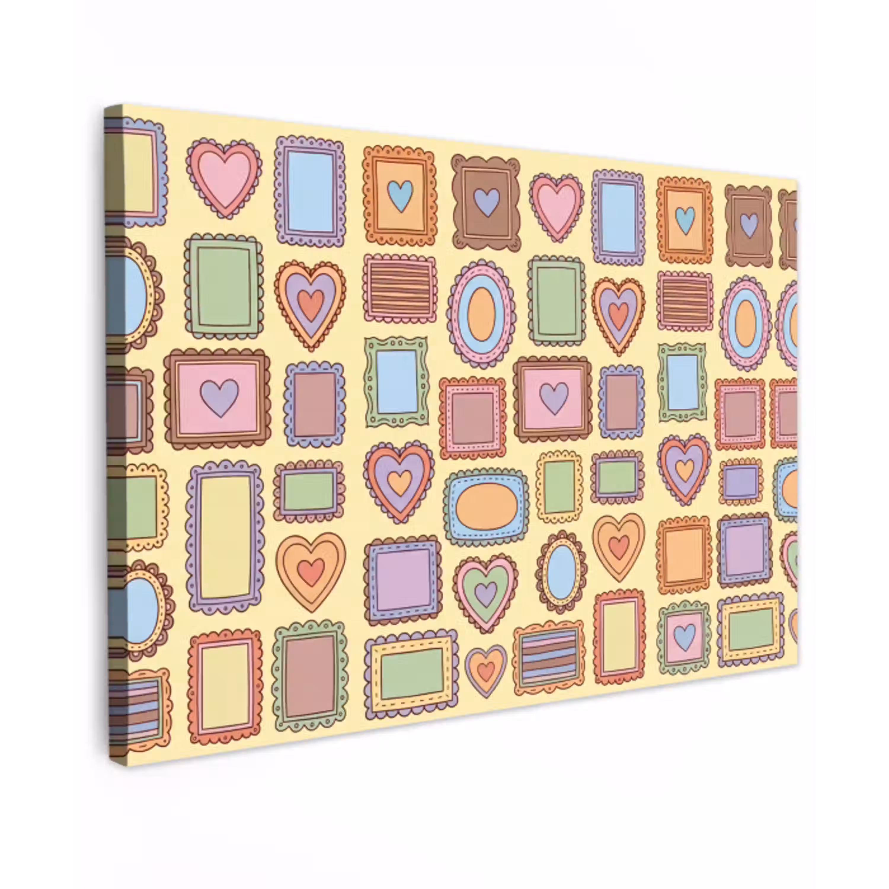 Lijst - Patroon - Hart - Speels - Kleurrijk canvas 2cm klein -z3d