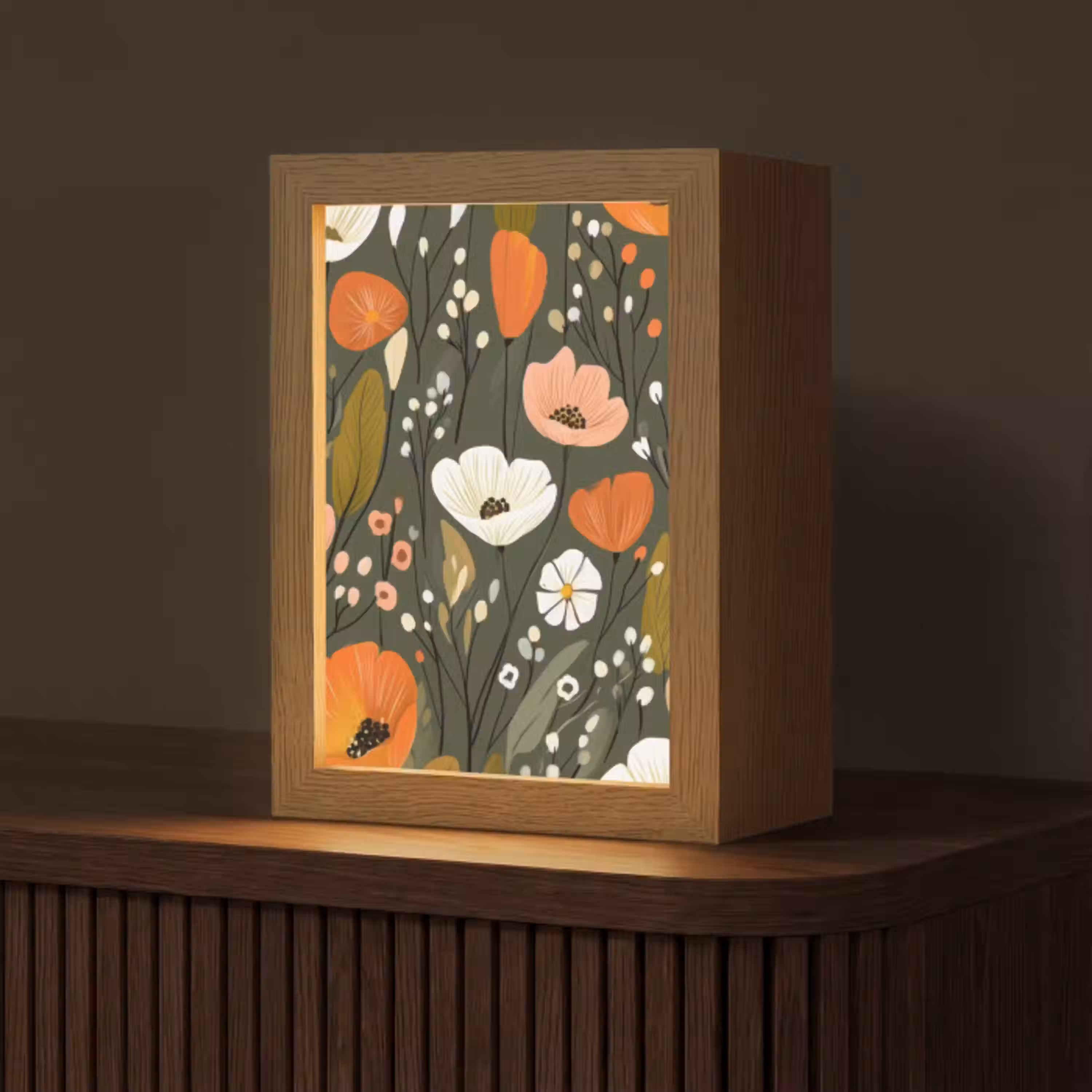 Bloemen - Illustratie - Groen Light Box met kabel (Tafellamp) klein -z3d_website