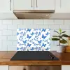 Vlinder - Bloemen - Blauw keuken achterwand spatscherm klein 900 -sfeer2