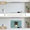 Kat - Zwart - Koffie - Minimalistisch keuken achterwand spatscherm klein -voor_na_NL