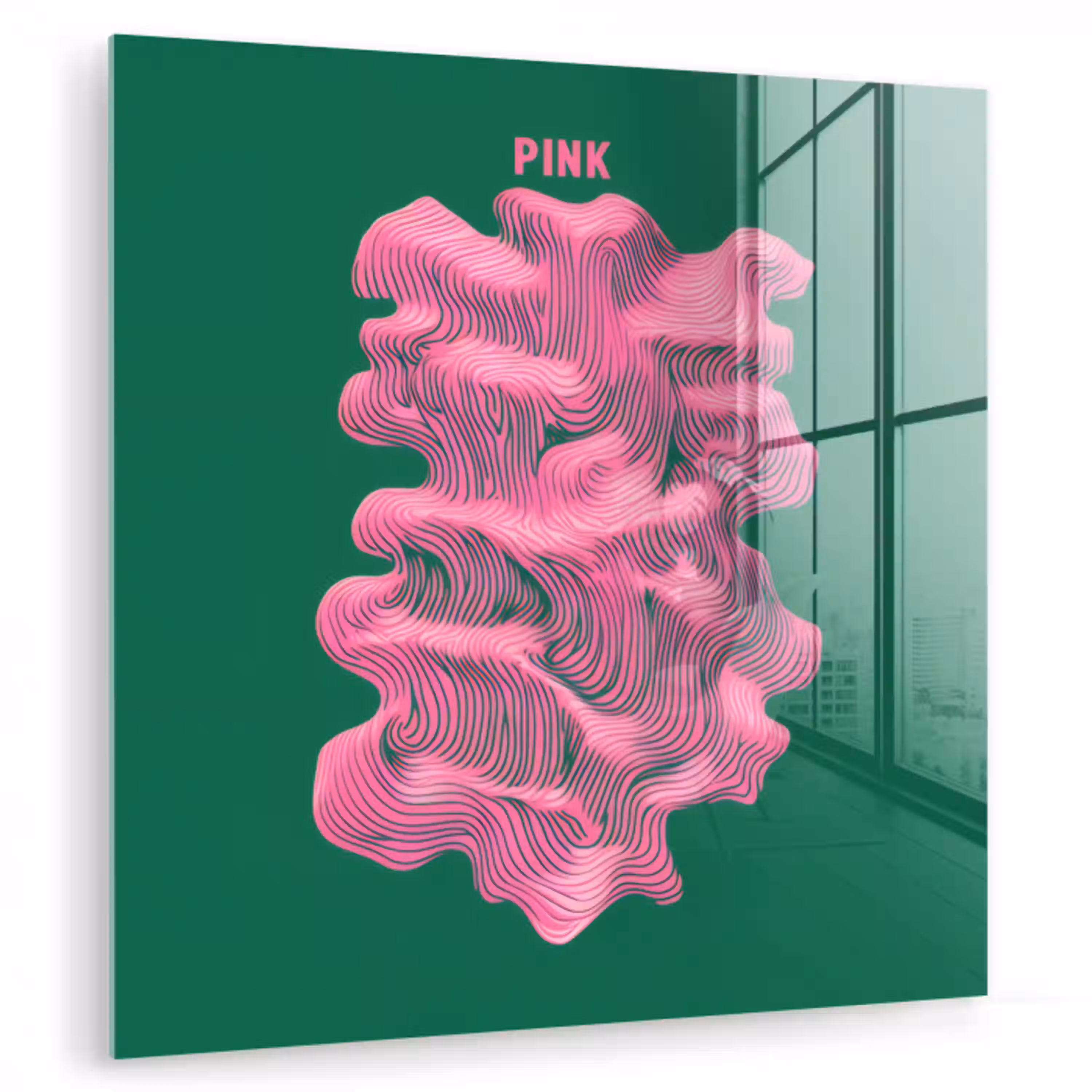 Abstract - Pink - Lijnen - Groen plexiglas 5mm klein -zzzproduct_nieuw