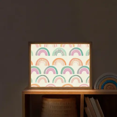 Regenboog - Pastel - Patroon Light Box met batterij (Wandlamp kind) middel -sfeer1_kind