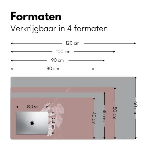 Tros - Druiven - Illustratie - Bladeren Muismat XXL klein -sfeer5